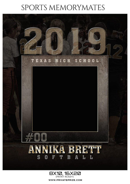 Annika Brett - Softball Sports Memory Mates Photography Template - PrivatePrize - Photography Templates