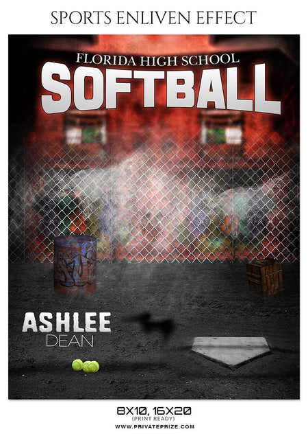 ASHLEE DEAN SOFTBALL SPORTS ENLIVEN EFFECT - Photography Photoshop Template