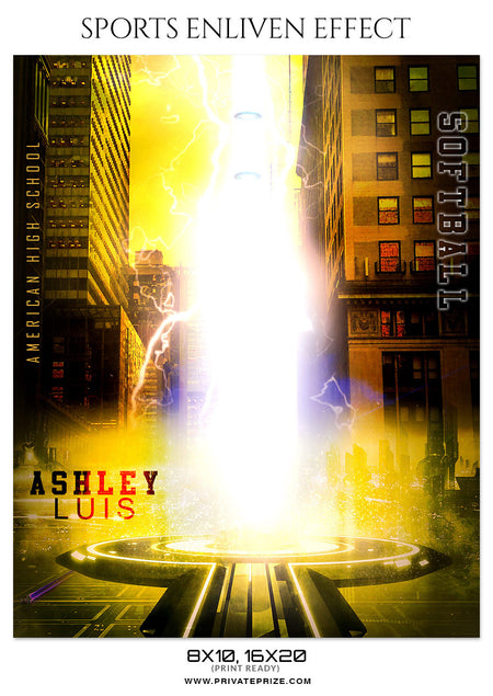ASHLEY LUIS-SOFTBALL- SPORTS ENLIVEN EFFECT - Photography Photoshop Template