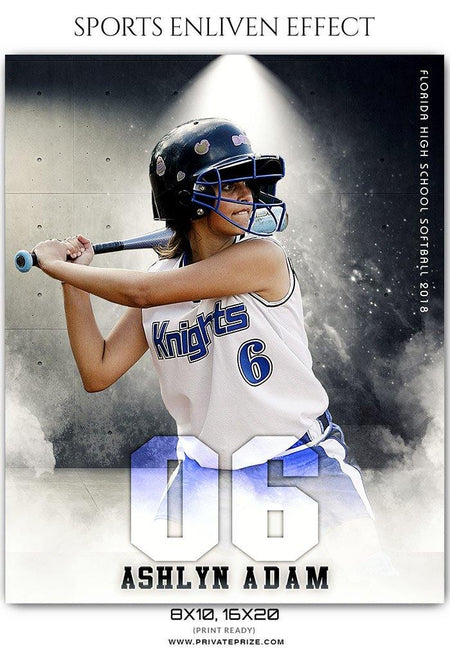 Ashlyn Adam - Softball Sports Enliven Effect Photography Template - PrivatePrize - Photography Templates