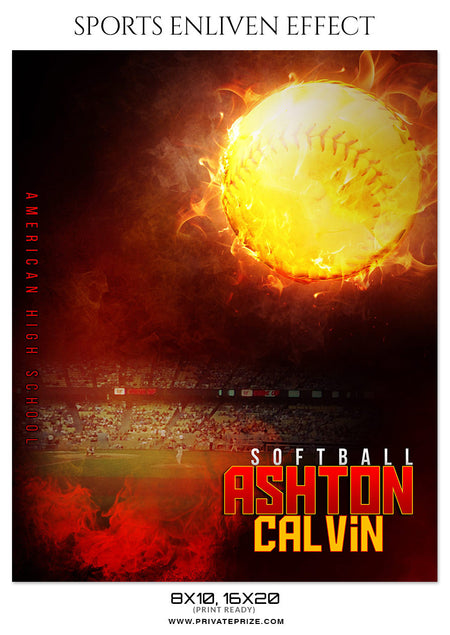 ASHTON CALVIN-SOFTBALL - SPORTS ENLIVEN EFFECT - Photography Photoshop Template