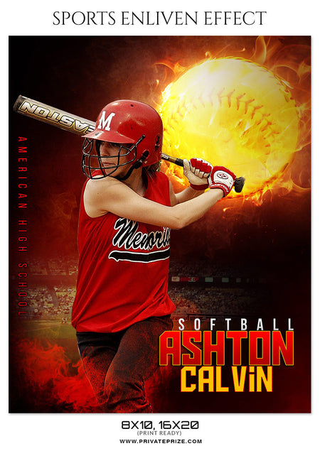 ASHTON CALVIN-SOFTBALL - SPORTS ENLIVEN EFFECT - Photography Photoshop Template