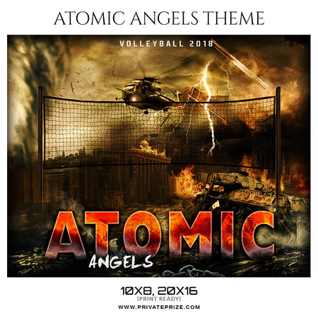 Atomic Angels Volleyball Themed Sports Photography Template - Photography Photoshop Template