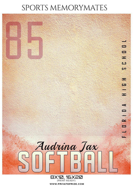 Audrina Jax - Softball Sports Memory Mates Photography Template - PrivatePrize - Photography Templates