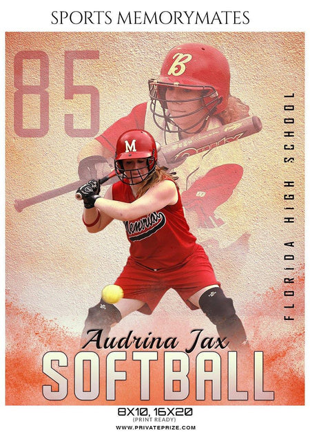Audrina Jax - Softball Sports Memory Mates Photography Template - PrivatePrize - Photography Templates