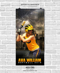 Ava William - Softball Sports Banner Photoshop Template