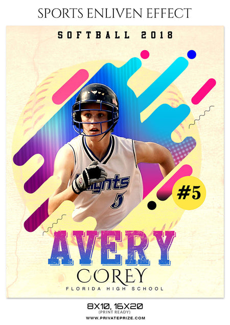AVERY COREY - SOFTBALL SPORTS PHOTOGRAPHY - Photography Photoshop Template