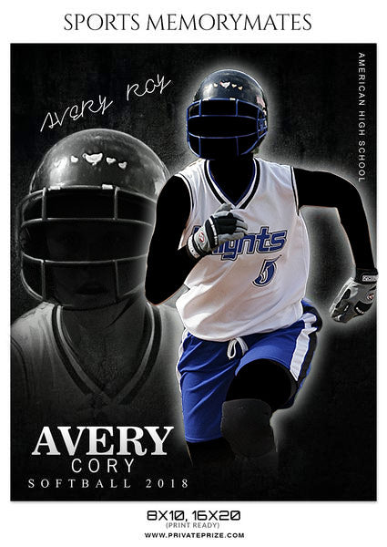 AVERY CORY-SOFTBALL MEMORY MATE - Photography Photoshop Template