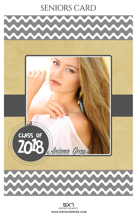 Aviana Gray - Senior Photo Card - Photography Photoshop Template