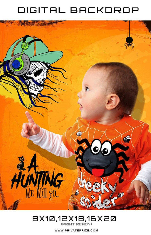A Hunting - Baby Halloween Template Digital Background - PrivatePrize - Photography Templates