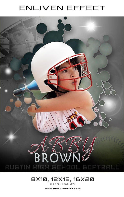Abby Austin High School Softball Sports Template -  Enliven Effects - PrivatePrize - Photography Templates