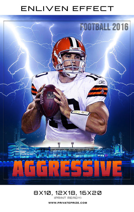 Aggressive Football Sports Photography Template -  Enliven Effects - Photography Photoshop Template