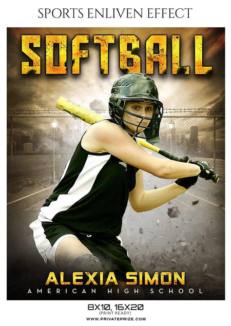 Alexia Simon - Softball Sports Enliven Effect Photography template - PrivatePrize - Photography Templates