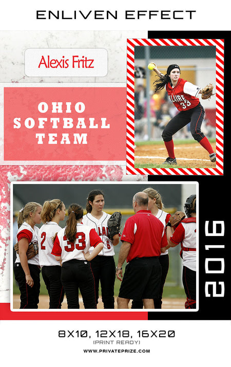 Alexis Ohio Softball Team - Sports Memory Mate Photoshop Template - Photography Photoshop Template