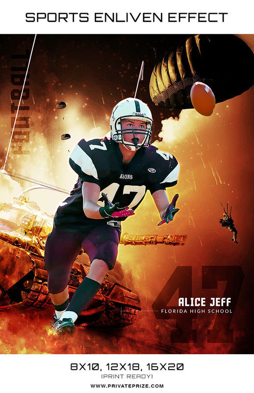 Alice Football Florida High School Sports Template -  Enliven Effects - Photography Photoshop Template