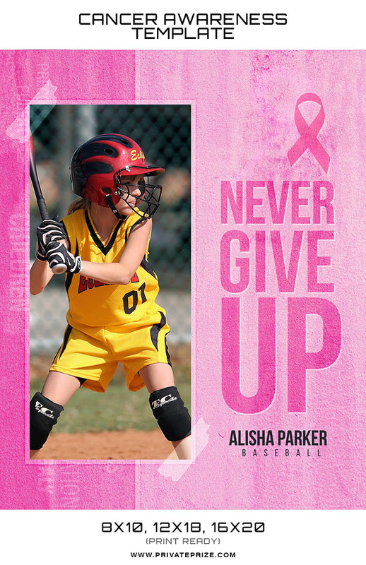 Alisha Cancer Awareness Sports Template -  Enliven Effects - Photography Photoshop Template