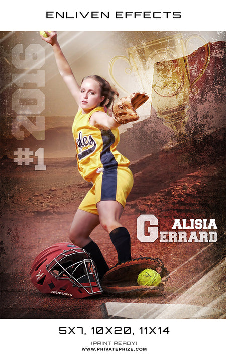 Alisia Gerrard Softball Photoshop Template - Enliven Effects - Photography Photoshop Template