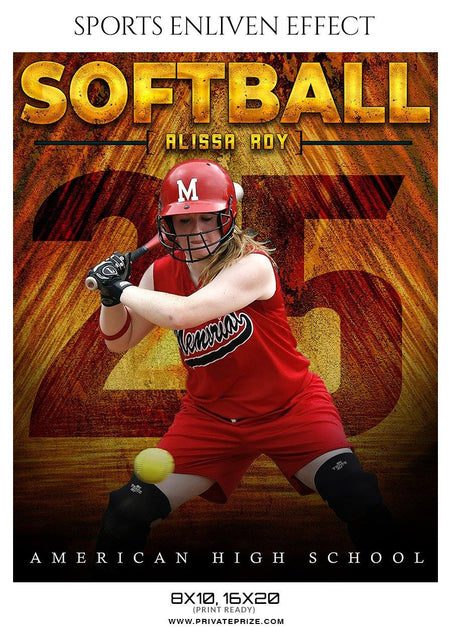 Alissa Roy - Softball Sports Enliven Effect Photography template - PrivatePrize - Photography Templates