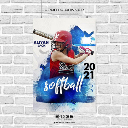 Aliyah-Jack - Softball Sports Banner Photoshop Template - PrivatePrize - Photography Templates