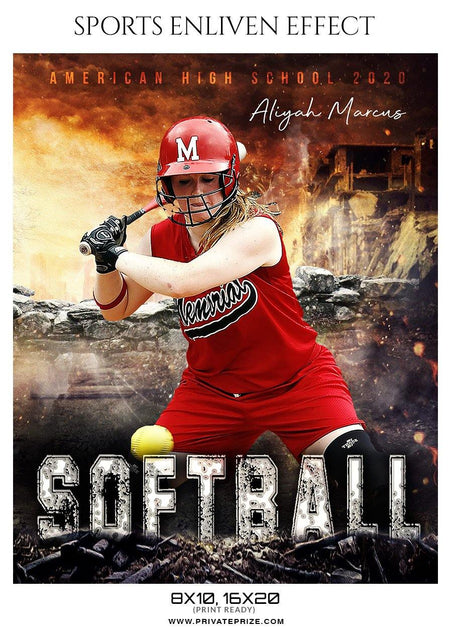 Aliyah Marcus - Softball Sports Enliven Effect Photography template - PrivatePrize - Photography Templates