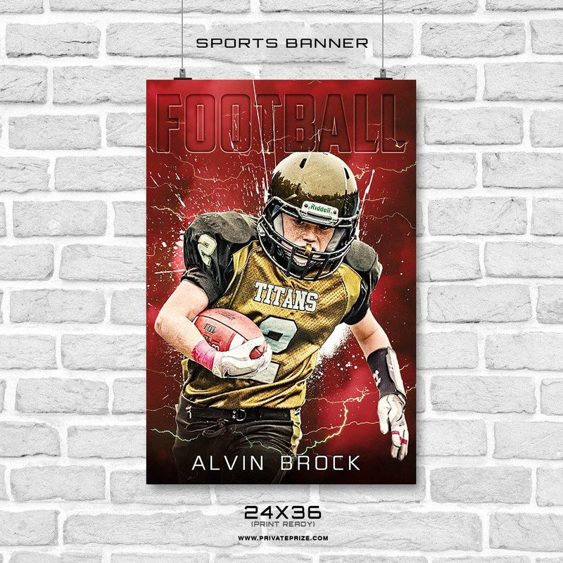Alvin Brock - Football Enliven Effects Sports Banner Photoshop Template - PrivatePrize - Photography Templates