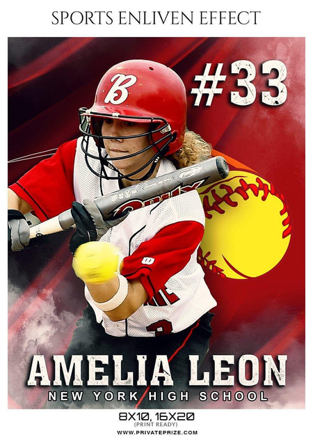 Amelia leon - Softball Sports Enliven Effect Photography template - PrivatePrize - Photography Templates