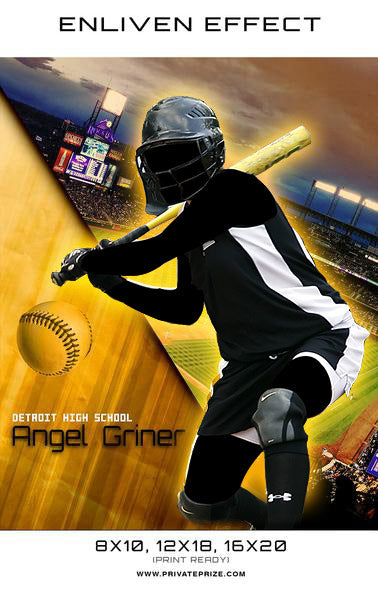 Angel Detroit High School Softball Sports Template -  Enliven Effects - Photography Photoshop Template