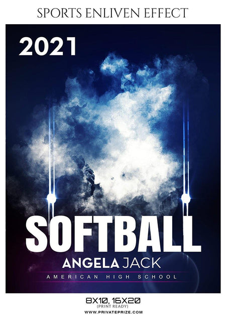 Angela jack - Softball Sports Enliven Effect Photography template - PrivatePrize - Photography Templates