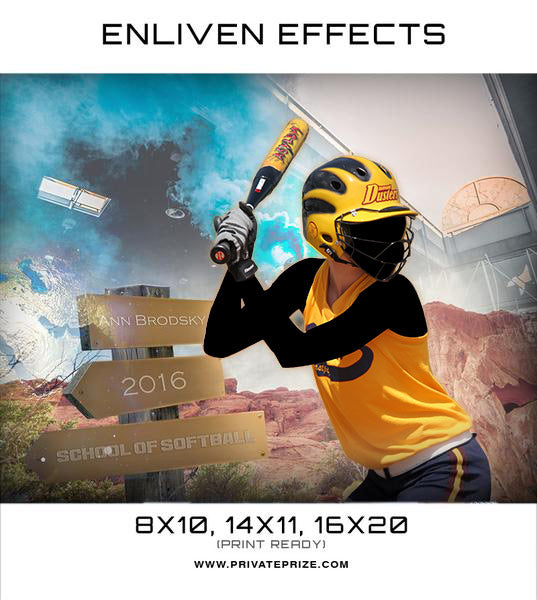 Ann School of Softball Sports Template -  Enliven Effects - Photography Photoshop Template