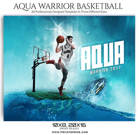 Aqua Warrior Themed Sports Template - Photography Photoshop Template