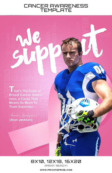 Aron Cancer Awareness Sports Template -  Enliven Effects - Photography Photoshop Template