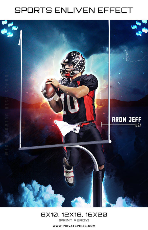 Aron Football West Florida High School Sports Template -  Enliven Effects - Photography Photoshop Template