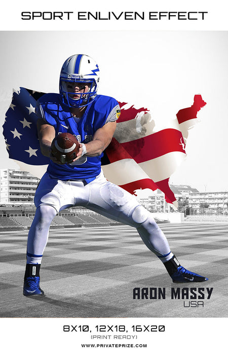 Aron Massy Football High School Sports Template -  Enliven Effects - Photography Photoshop Template