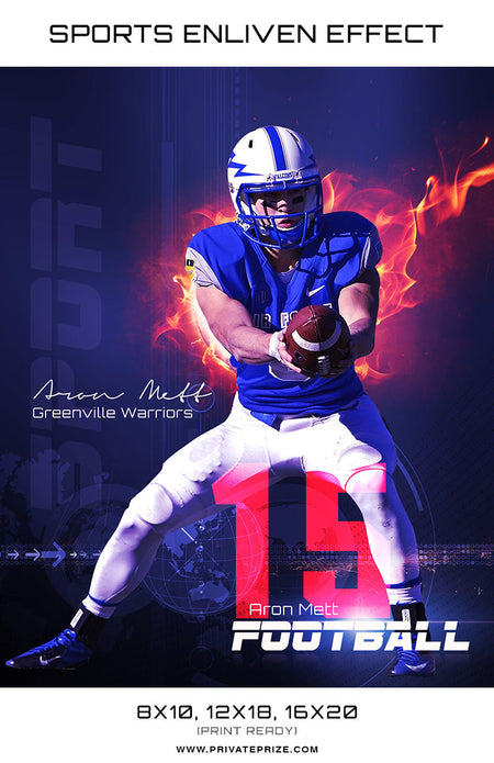 Aron Matt Football High School Sports - Enliven Effects - Photography Photoshop Template