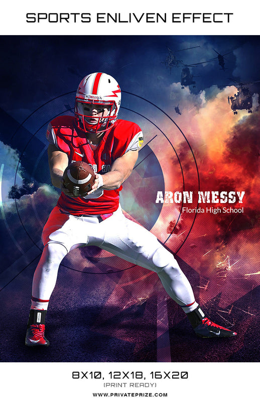 Aron Messey Football Florida High School Sports - Enliven Effects - Photography Photoshop Template