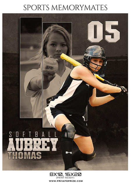Aubrey Thomas - Softball Memory Mate Photoshop Template - PrivatePrize - Photography Templates