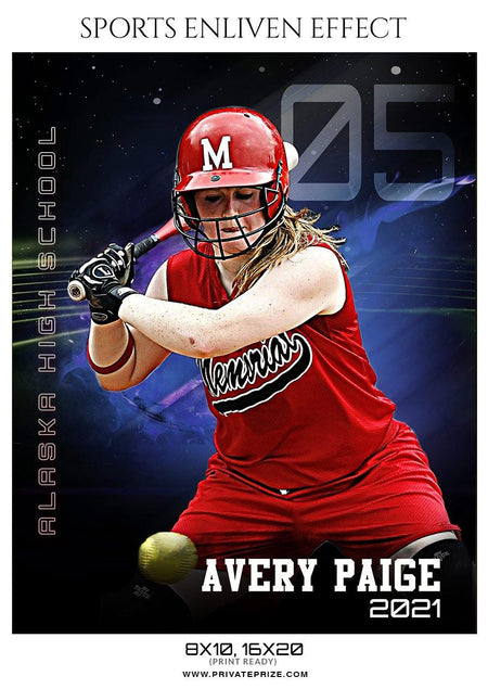 Avery Paige - Softball Sports Enliven Effect Photography template - PrivatePrize - Photography Templates
