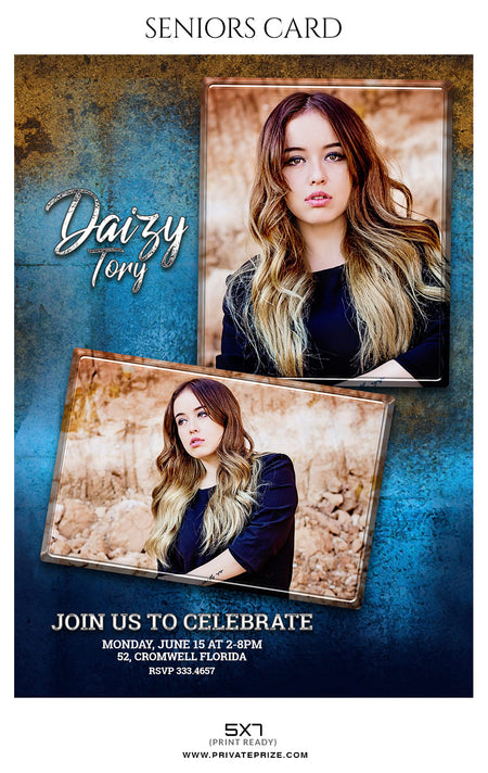 Daisy Tory - Senior Photo Card - Photography Photoshop Template