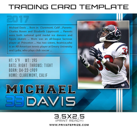 Michael Sports Trading Card Template - Photography Photoshop Template