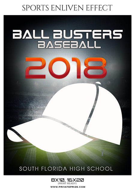 BALL BUSTERS-BASEBALL- SPORTS ENLIVEN EFFECT - Photography Photoshop Template