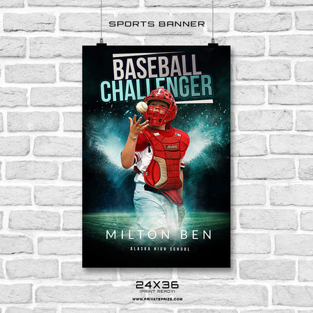 BASEBALL CHALLENGER BANNER PHOTOSHOP TEMPLATE - Photography Photoshop Template