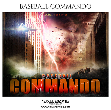 Commando Baseball Themed Sports Photography Template
