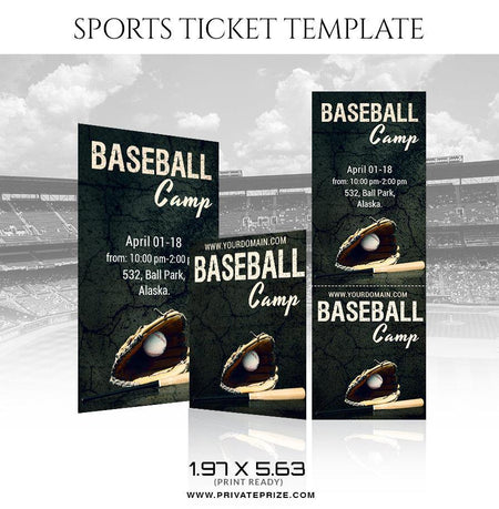 Baseball - Sports Ticket Template - PrivatePrize - Photography Templates