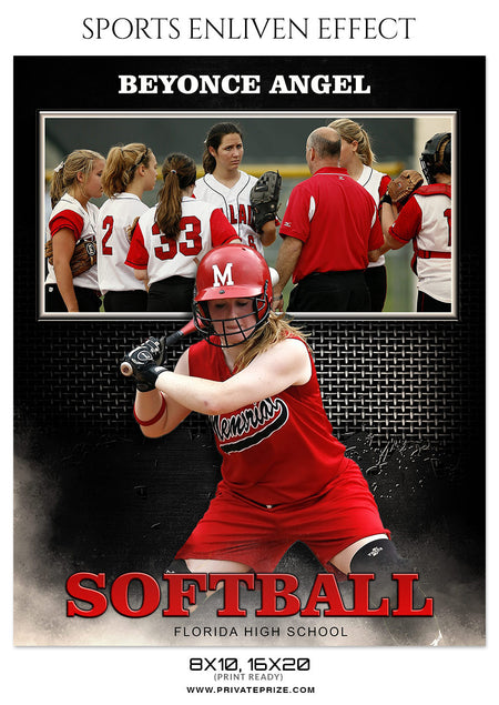 BEYONCE ANGEL- SOFTBALL SPORTS MEMORY MATE - Photography Photoshop Template