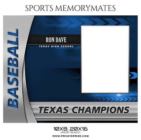 Ron Dave Baseball - Sports Memory Mate Photoshop Template - Photography Photoshop Template