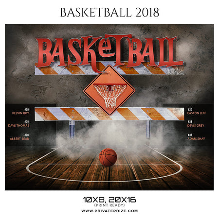 Basketball Theme 2018 Sports Photoshop Template - Photography Photoshop Template