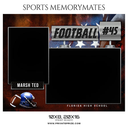 Marsh Ted Football Sports Memory Mates Photoshop Template - Photography Photoshop Template