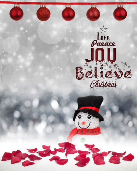 Love Peace Joy Girl Christmas Backdrop - Photography Photoshop Template