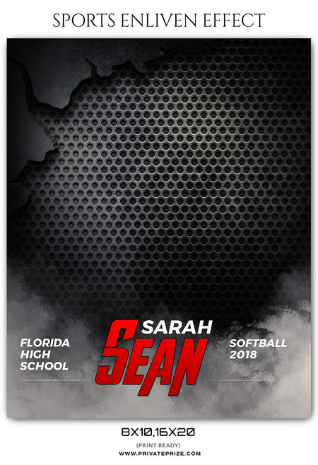 SARAH SEAN -SOFTBALL- SPORTS ENLIVEN EFFECT - Photography Photoshop Template