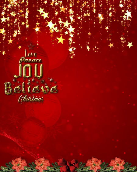 Love Peace Joy Christmas Digital Backdrop Red - Photography Photoshop Template